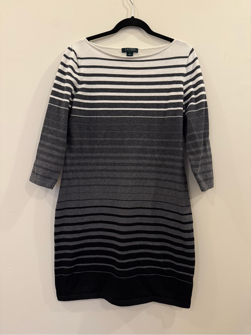 Lauren Ralph Lauren Gray Ombre Striped Knit Dress